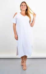 A long dress with cuts on the shoulders. White.485142127 485142127 photo