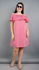 Бали. Модное платье с воланом большие размеры. Красная полоса. 485131369 фото
