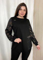 Festive blouse with translucent sleeves. Black.482217417mari50, M