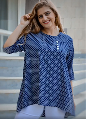 Plus size blouse with loose fit. The rhombus is blue.485140890 485140890 photo