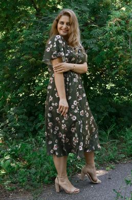 Ілона. Гарна сукня великих розмірів. Квіти олива. 485141036 фото