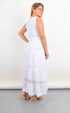 Аманда. Довга сукня-сарафан для повних з мереживними вставками. Білий. 485142192 фото