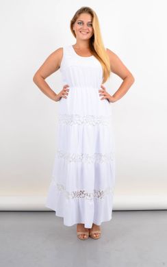 Аманда. Довга сукня-сарафан для повних з мереживними вставками. Білий. 485142192 фото