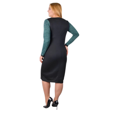 Women's dress in Plus size business style. Emerald/Black.495278312, 50