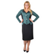 Women's dress in Plus size business style. Emerald/Black.495278312, 50