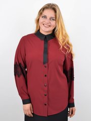 IRIDA. חולצת נשים עם תחרה גדולה. בורדו. 485142672 צילום