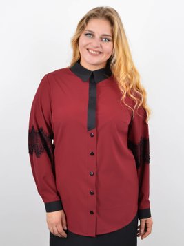 Іріда. Жіноча блузка з мереживом великий розмір. Бордо. 485142672 фото