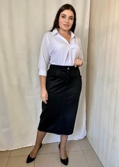 Classic suede women's skirt of Plus sizes. Black.464777867mari, not selected