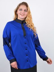Ирида. Женская блуза с кружевом большой размер. Электрик. 485142681 фото