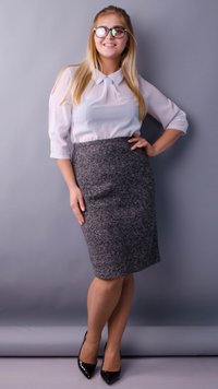 Office skirt of Plus sizes. Grey.485138597 485138602 photo