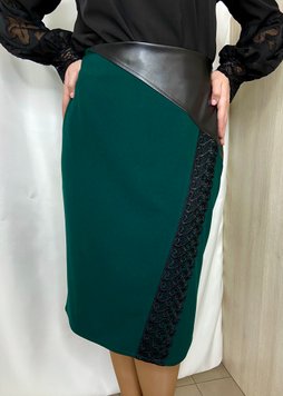 Classic combined with eco-skin skirt. Emerald.484853907mari56, L