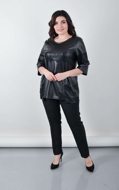 Plus size female tunic from leather with lace. Black.485141782 485141782 photo