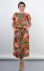Bright dress of Plus sizes. Flowers on turquoise.485141605 485141605 photo