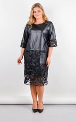 AELITA שמלה חגיגית עם דמוי-עור ותחרה בצבע שחור מידות גדולות 485140126 צילום