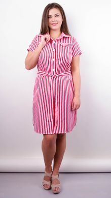 Ірина. Стильна сукня-сорочка великих розмірів. Смуга червона. 485131999 фото