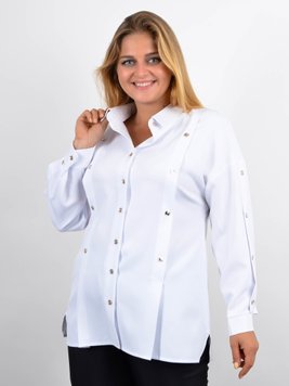 חולצת נשים במשרד בגודל פלוס. לבן .485142415 485142415 צילום