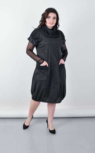Winter sundress for plus size. Black.485141780 - Gloria Romana