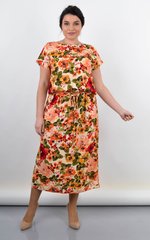 Мрия. Яркое платье больших размеров. Цветы на бежевом. 485141612 фото