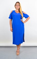 NILA שמלת מקומטת עם כתפיים פתוחות כחול זוהר 485142147 צילום