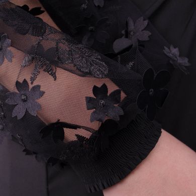 Карина. Женская блуза с рюшами больших размеров. Черный. 485138400 фото