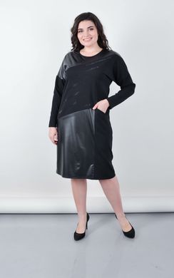 Яніслава. Стильна сукня зі шкірою великого розміру. Чорний. 485141790 фото