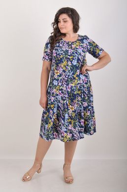 Dress with frills of Plus sizes. Blue.424666226695456, L