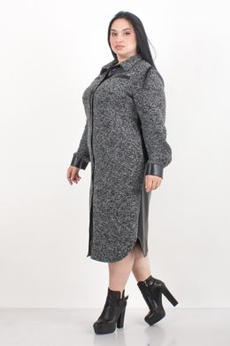 An elongated cardigan dress with leather trim. Grey.495278375 495278375 photo