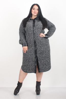 An elongated cardigan dress with leather trim. Grey.495278375 495278375 photo