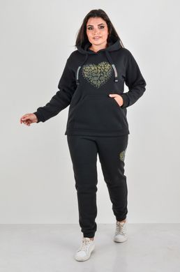 Canary Heart Three-thread. Suit with rhinestones, insulated, on fleece. Black. 495278420965052 photo