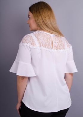 Камелия. Комбинированая блуза больших размеров. Белый. 485135862 фото