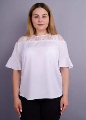 Камелия. Комбинированая блуза больших размеров. Белый. 485135862 фото