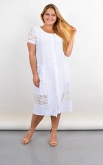 Сантана. Літнє плаття-халат великого розміру з мереживом. Білий. 485142159 foto