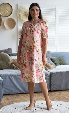 Ліна Маріс. Літнє плаття великих розмірів. Рожеві квіти, 50