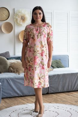 Plus size summer dress. Pink flowers.39913061950, M