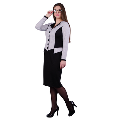 Abito da donna in stile business plus size. Grigio-nero.485131244, non selezionato