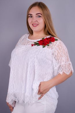 Квітка Роза. Святкова блуза плюс сайз. Білий. 485130945 фото