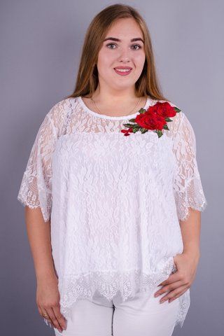 Квитка Роза. Касивая блуза plus size. Белый. 485130947 фото