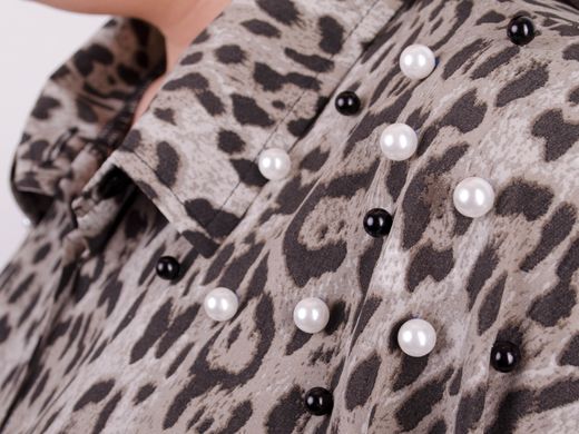 Магда. Стильна жіноча сорочка великих розмірів. Леопард сірий. 485138640 фото