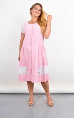 Сантана. Літнє плаття-халат великого розміру з мереживом. Пудра. 485142168 foto
