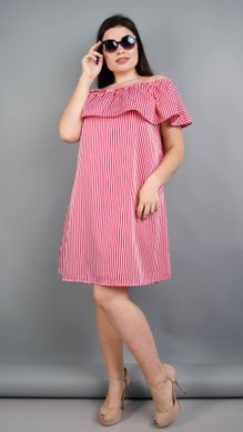 Бали. Модное платье с воланом большие размеры. Красная полоса. 485131369 фото