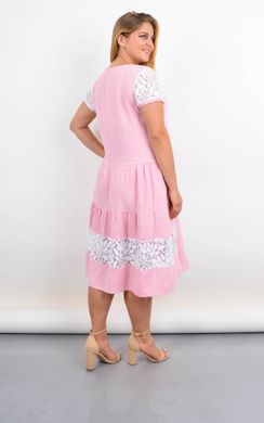 Сантана. Літнє плаття-халат великого розміру з мереживом. Пудра. 485142168 фото