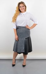 Skirt with leather inserts plus size. Gray melange.485142721 485142721 photo