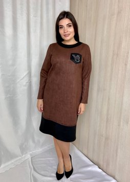 Beautiful everyday women's suede dress. Chocolate.451692157mari50, M