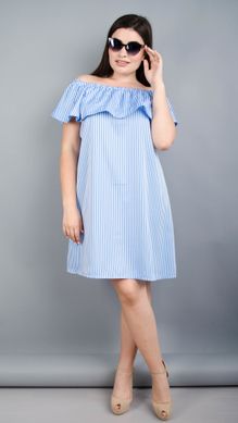Бали. Модное платье с воланом большие размеры. Голубая полоса. 485131381 фото