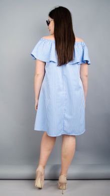 Бали. Модное платье с воланом большие размеры. Голубая полоса. 485131381 фото