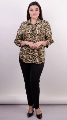 Магда. Стильная женская рубашка больших размеров. Леопард желтый. 485138646 фото