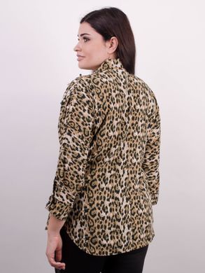 Магда. Стильна жіноча сорочка великих розмірів. Леопард жовтий. 485138646 фото