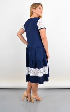 Сантана. Літнє плаття-халат великого розміру з мереживом. Синій. 485142184 фото