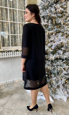 Cocktail dress with a shiny grid. Black.400931173mari50, M