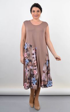 Флориана. Трикотажное платье на лето большой размер. Бежевый. 485141818 фото